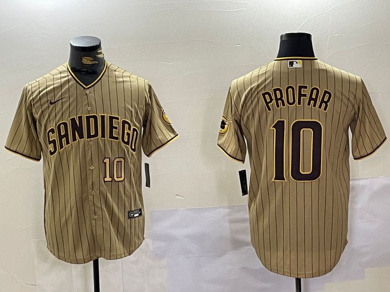 Men San Diego Padres #10 Profar Browm Stripe Game 2024 Nike MLB Jersey style 10082